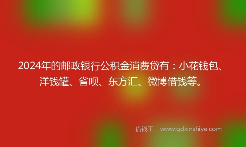 2024年的邮政银行公积金消费贷有：小花钱包、洋钱罐、省呗、东方汇、微博借钱等。