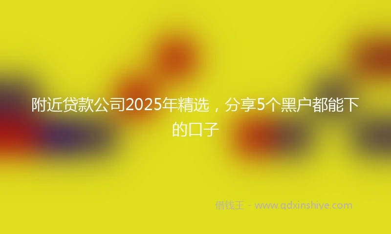 附近贷款公司2025年精选，分享5个黑户都能下的口子