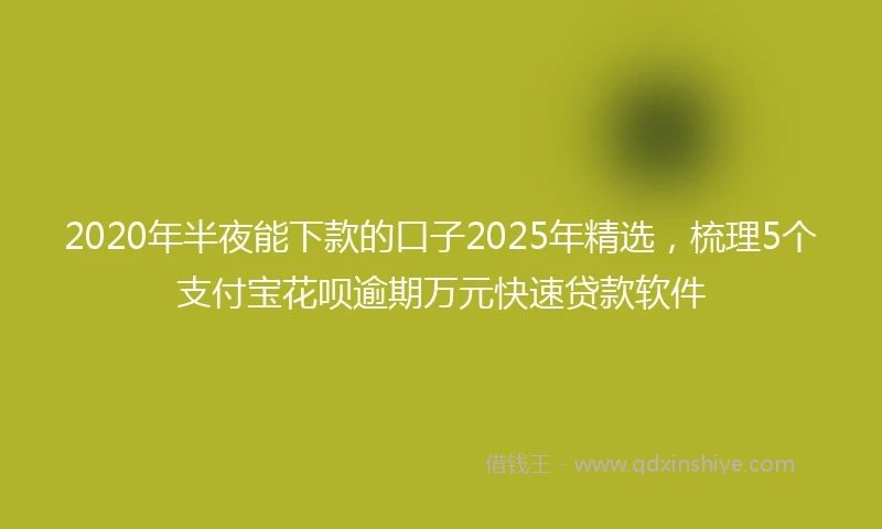 2020年半夜能下款的口子2025年精选，梳理5个支付宝花呗逾期万元快速贷款软件