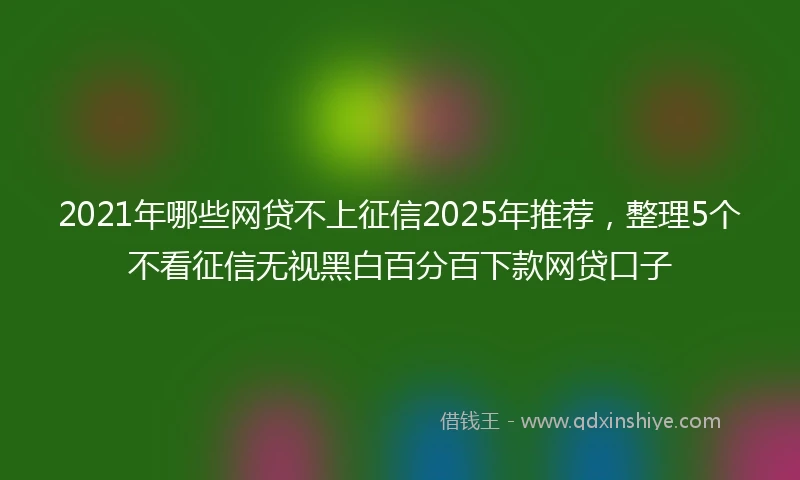 2021年哪些网贷不上征信2025年推荐，整理5个不看征信无视黑白百分百下款网贷口子