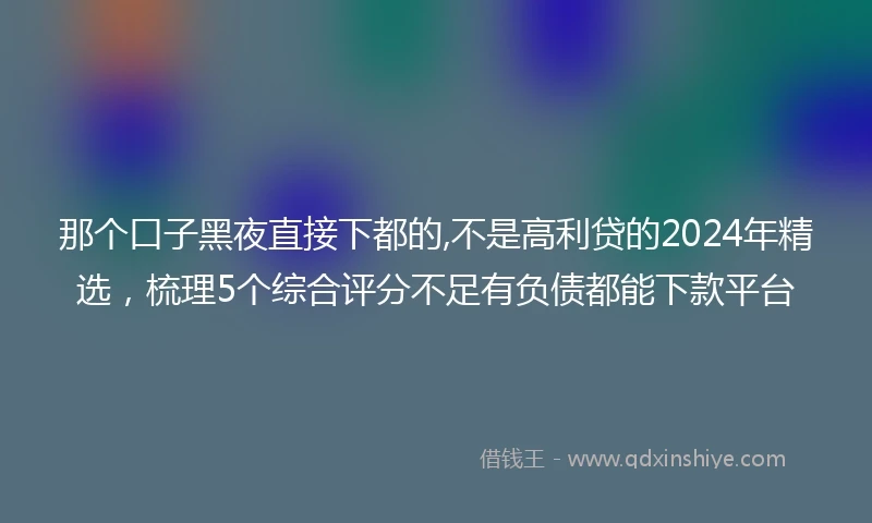 那个口子黑夜直接下都的,不是高利贷的2024年精选，梳理5个综合评分不足有负债都能下款平台
