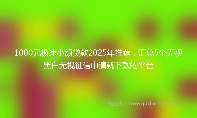 1000元极速小额贷款2025年推荐，汇总5个无视黑白无视征信申请就下款的平台