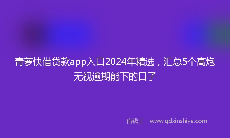 青萝快借贷款app入口2024年精选，汇总5个高炮无视逾期能下的口子