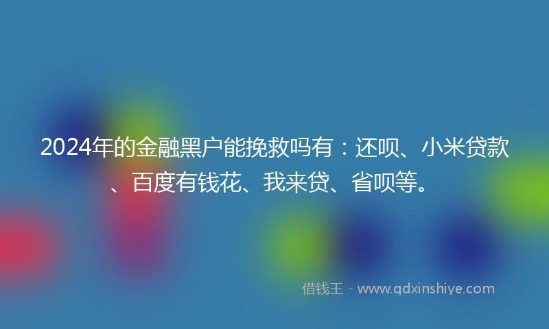 2024年的金融黑户能挽救吗有：还呗、小米贷款、百度有钱花、我来贷、省呗等。
