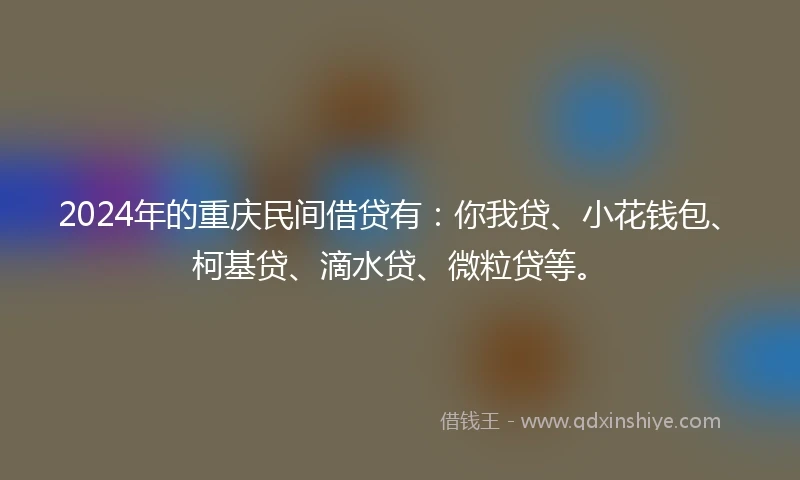 2024年的重庆民间借贷有：你我贷、小花钱包、柯基贷、滴水贷、微粒贷等。