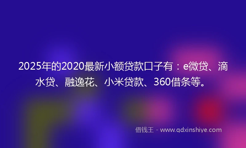 2025年的2020最新小额贷款口子有：e微贷、滴水贷、融逸花、小米贷款、360借条等。
