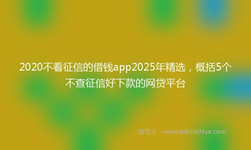 2020不看征信的借钱app2025年精选，概括5个不查征信好下款的网贷平台