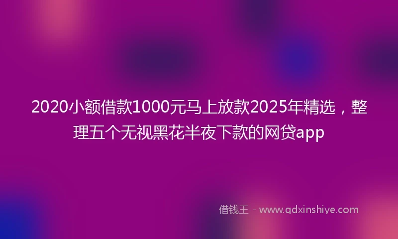 2020小额借款1000元马上放款2025年精选，整理五个无视黑花半夜下款的网贷app