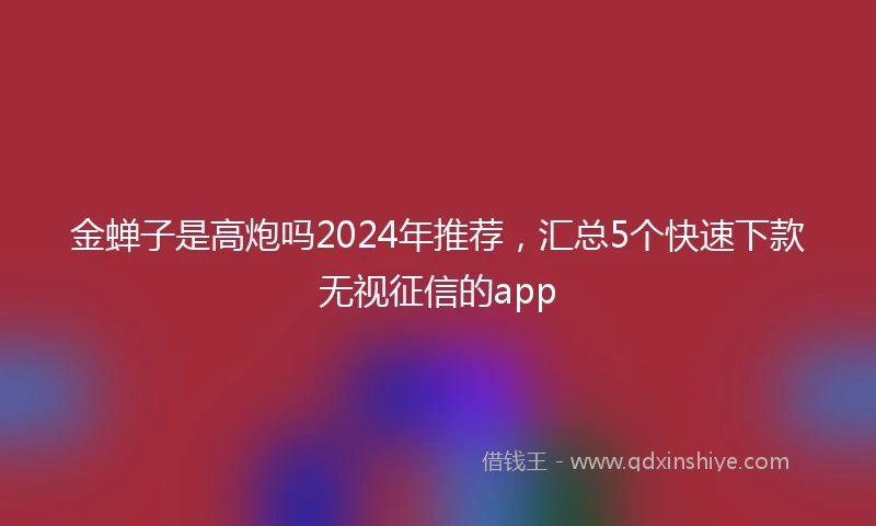 金蝉子是高炮吗2024年推荐，汇总5个快速下款无视征信的app
