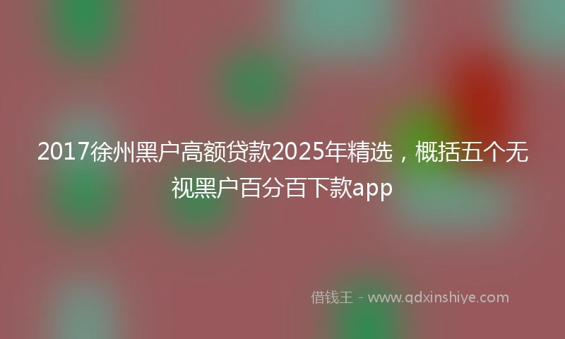 2017徐州黑户高额贷款2025年精选，概括五个无视黑户百分百下款app