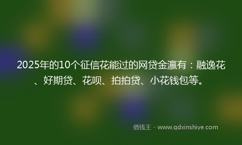 2025年的10个征信花能过的网贷金瀛有：融逸花、好期贷、花呗、拍拍贷、小花钱包等。