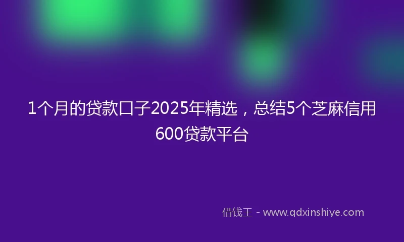 1个月的贷款口子2025年精选，总结5个芝麻信用600贷款平台