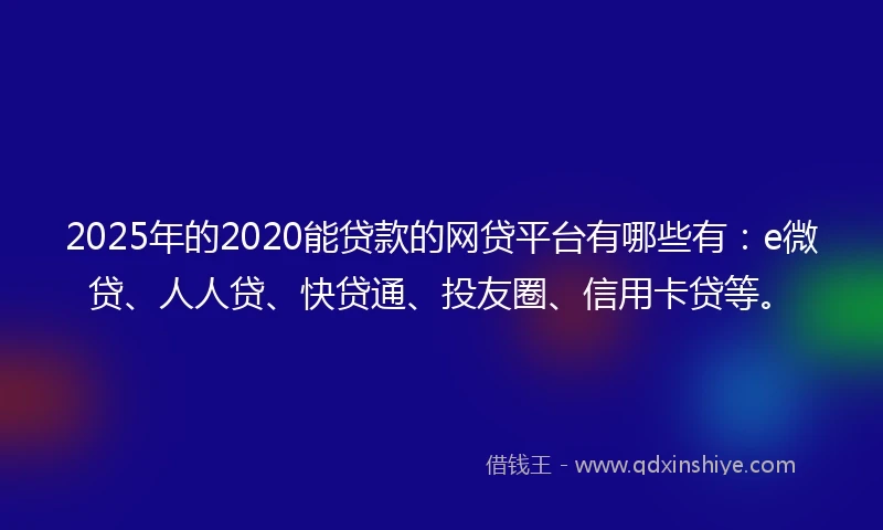 2025年的2020能贷款的网贷平台有哪些有：e微贷、人人贷、快贷通、投友圈、信用卡贷等。