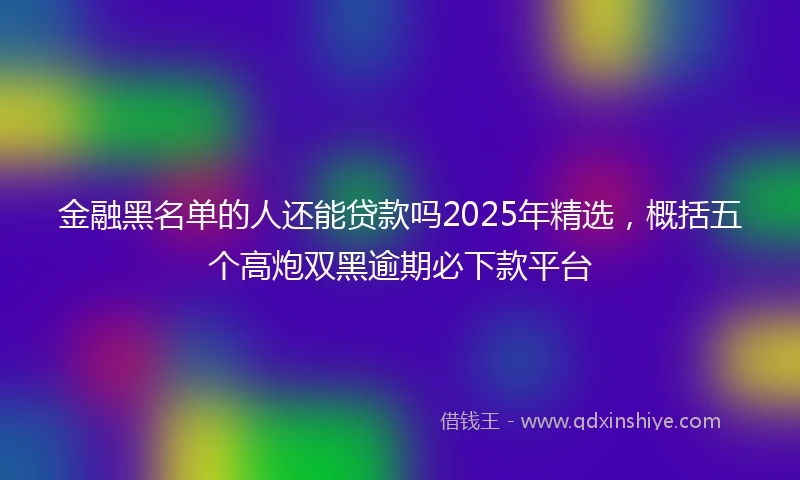 金融黑名单的人还能贷款吗2025年精选，概括五个高炮双黑逾期必下款平台