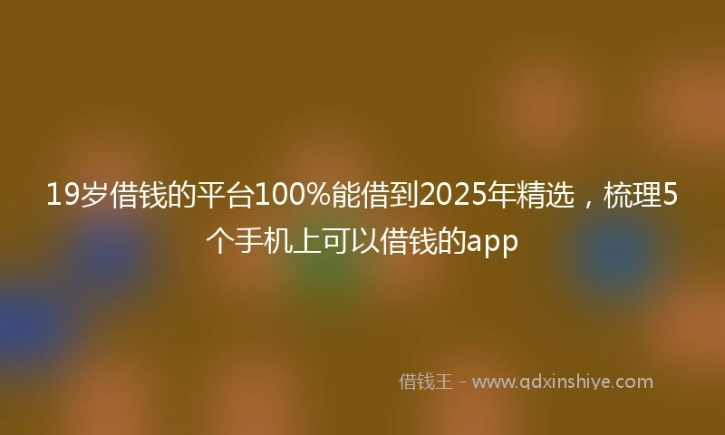 19岁借钱的平台100%能借到2025年精选，梳理5个手机上可以借钱的app