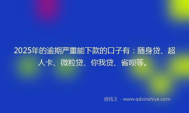 2025年的逾期严重能下款的口子有：随身贷、超人卡、微粒贷、你我贷、省呗等。