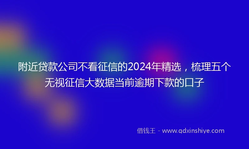 附近贷款公司不看征信的2024年精选，梳理五个无视征信大数据当前逾期下款的口子
