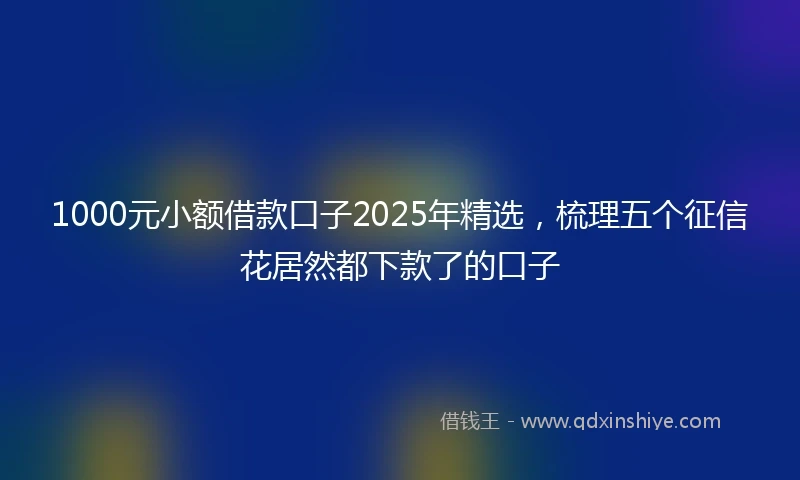 1000元小额借款口子2025年精选，梳理五个征信花居然都下款了的口子
