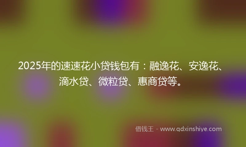 2025年的速速花小贷钱包有：融逸花、安逸花、滴水贷、微粒贷、惠商贷等。