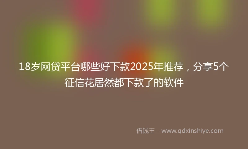 18岁网贷平台哪些好下款2025年推荐，分享5个征信花居然都下款了的软件