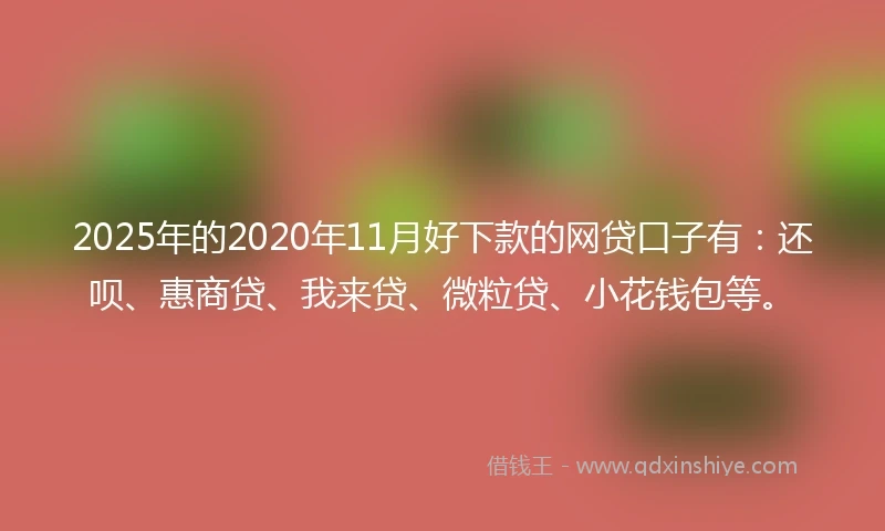 2025年的2020年11月好下款的网贷口子有：还呗、惠商贷、我来贷、微粒贷、小花钱包等。