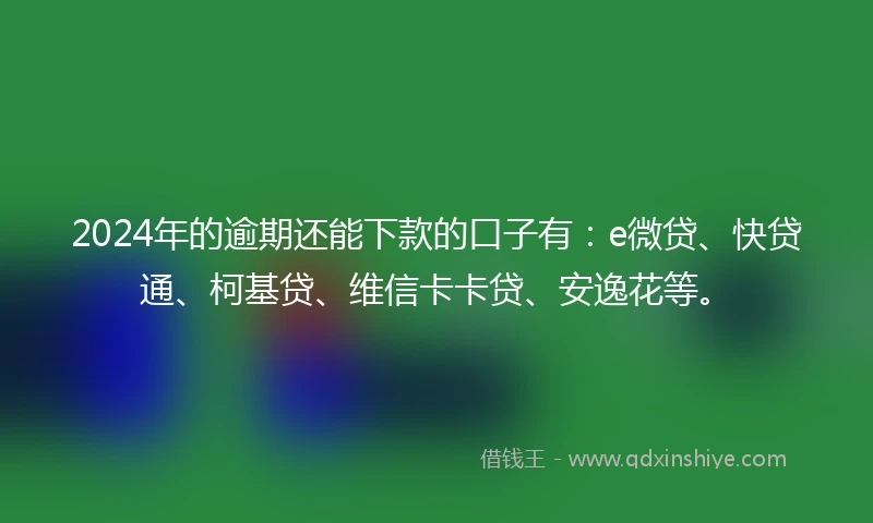 2024年的逾期还能下款的口子有：e微贷、快贷通、柯基贷、维信卡卡贷、安逸花等。