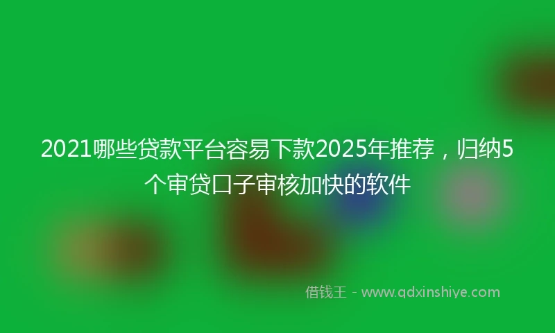 2021哪些贷款平台容易下款2025年推荐，归纳5个审贷口子审核加快的软件