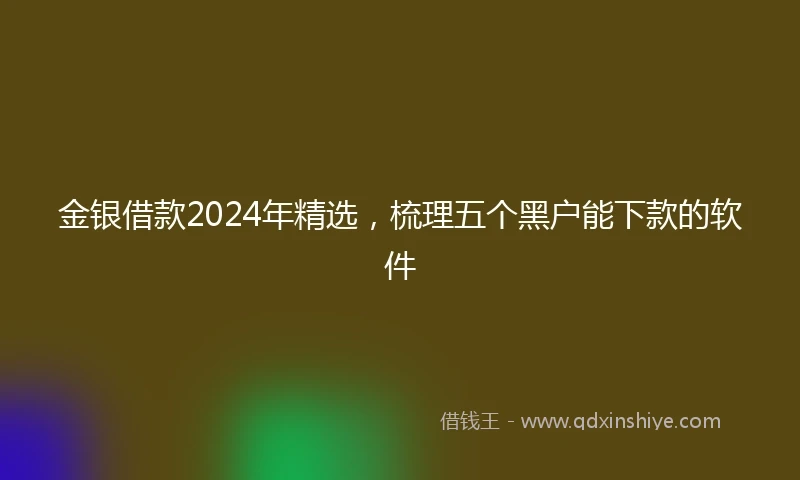 金银借款2024年精选，梳理五个黑户能下款的软件