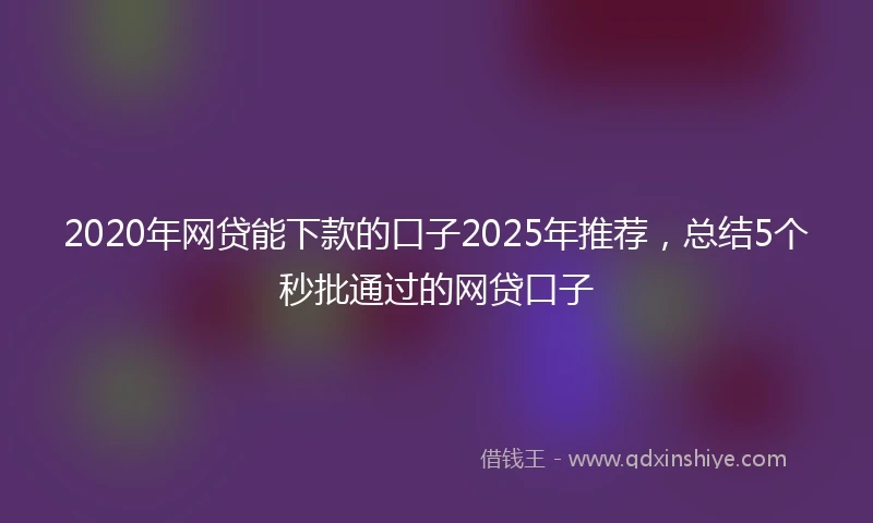 2020年网贷能下款的口子2025年推荐，总结5个秒批通过的网贷口子
