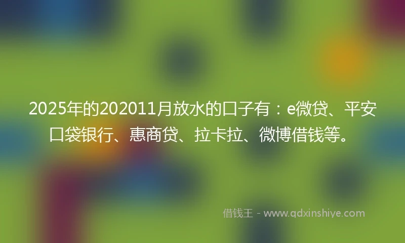 2025年的202011月放水的口子有：e微贷、平安口袋银行、惠商贷、拉卡拉、微博借钱等。