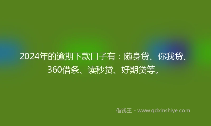 2024年的逾期下款口子有：随身贷、你我贷、360借条、读秒贷、好期贷等。