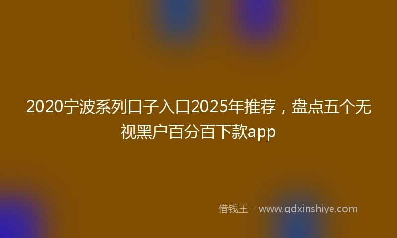 2020宁波系列口子入口2025年推荐，盘点五个无视黑户百分百下款app