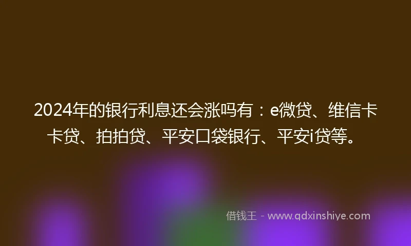 2024年的银行利息还会涨吗有：e微贷、维信卡卡贷、拍拍贷、平安口袋银行、平安i贷等。
