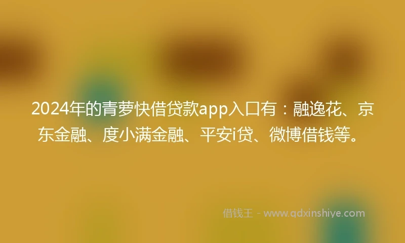 2024年的青萝快借贷款app入口有：融逸花、京东金融、度小满金融、平安i贷、微博借钱等。