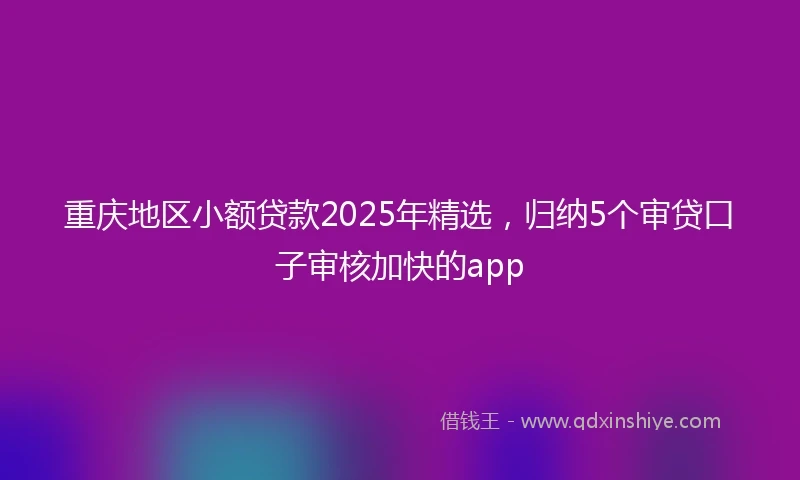 重庆地区小额贷款2025年精选，归纳5个审贷口子审核加快的app