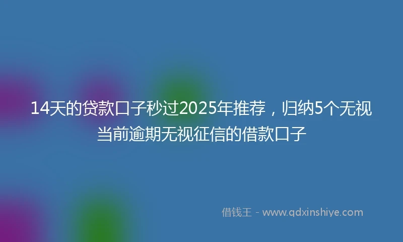 14天的贷款口子秒过2025年推荐，归纳5个无视当前逾期无视征信的借款口子