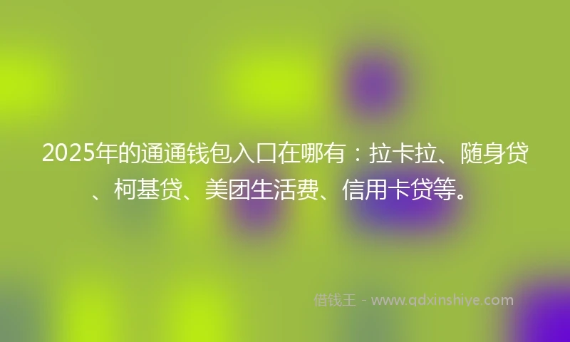 2025年的通通钱包入口在哪有：拉卡拉、随身贷、柯基贷、美团生活费、信用卡贷等。
