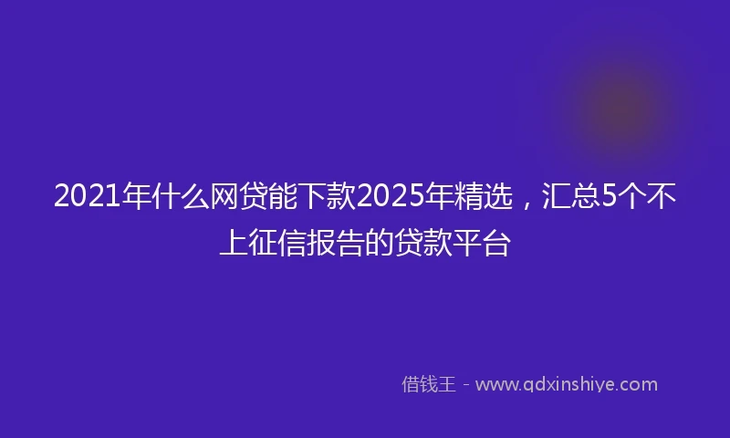 2021年什么网贷能下款2025年精选，汇总5个不上征信报告的贷款平台