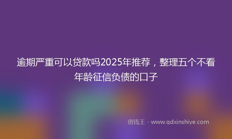 逾期严重可以贷款吗2025年推荐，整理五个不看年龄征信负债的口子