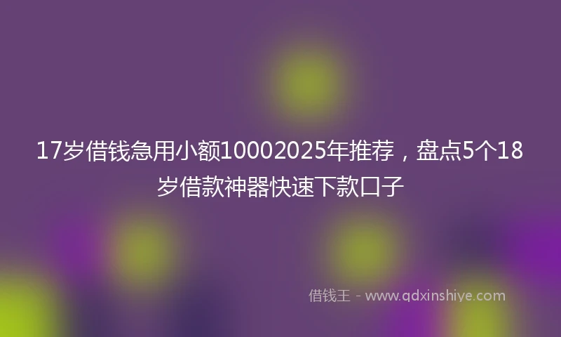 17岁借钱急用小额10002025年推荐，盘点5个18岁借款神器快速下款口子