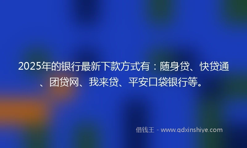 2025年的银行最新下款方式有：随身贷、快贷通、团贷网、我来贷、平安口袋银行等。