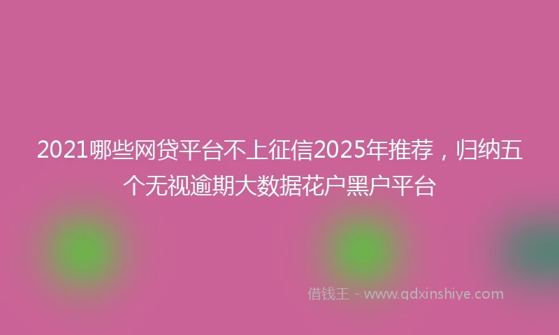 2021哪些网贷平台不上征信2025年推荐，归纳五个无视逾期大数据花户黑户平台