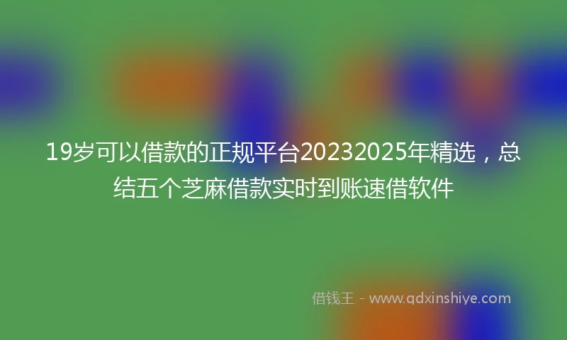 19岁可以借款的正规平台20232025年精选，总结五个芝麻借款实时到账速借软件