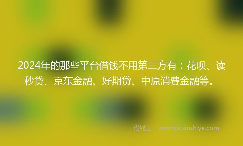 2024年的那些平台借钱不用第三方有：花呗、读秒贷、京东金融、好期贷、中原消费金融等。