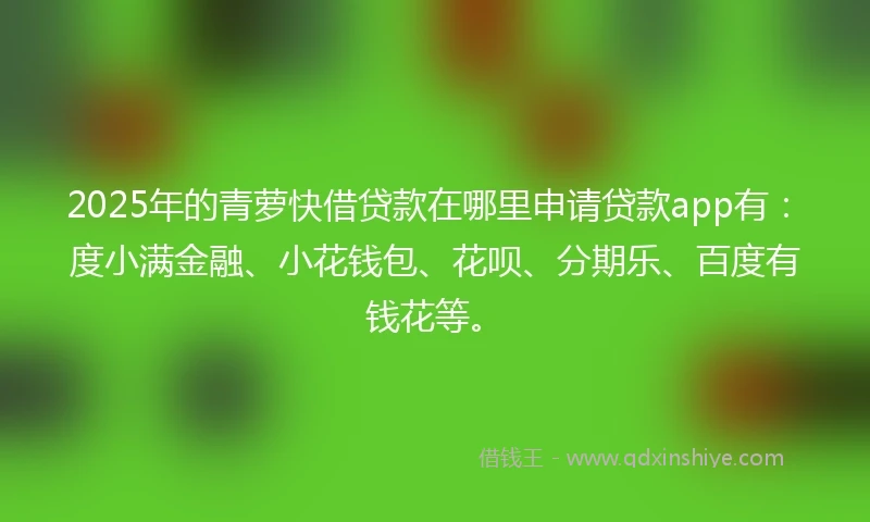 2025年的青萝快借贷款在哪里申请贷款app有：度小满金融、小花钱包、花呗、分期乐、百度有钱花等。