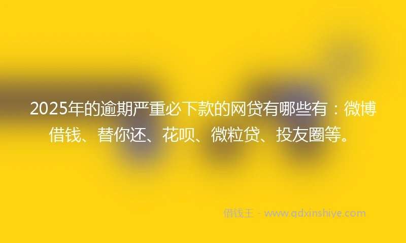 2025年的逾期严重必下款的网贷有哪些有：微博借钱、替你还、花呗、微粒贷、投友圈等。