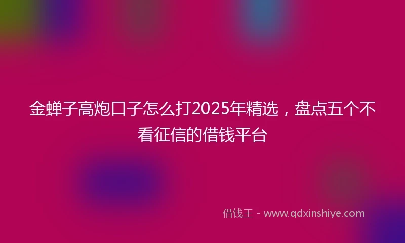 金蝉子高炮口子怎么打2025年精选，盘点五个不看征信的借钱平台