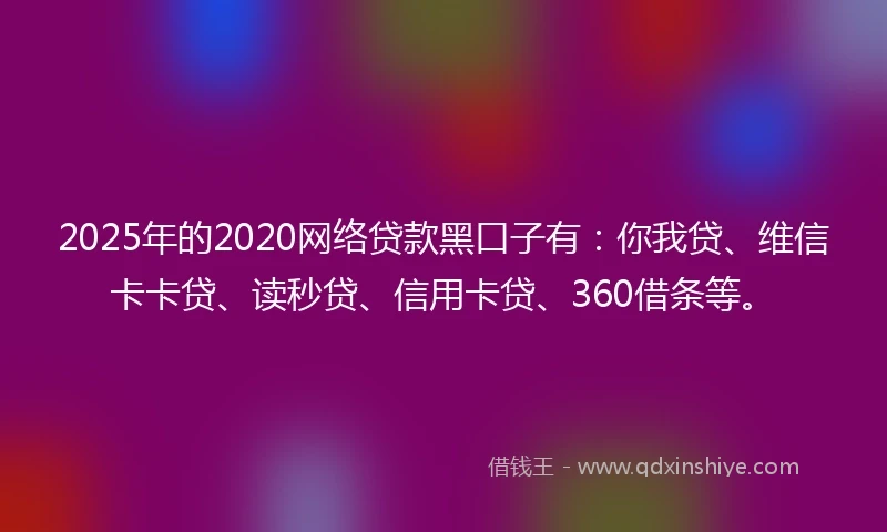 2025年的2020网络贷款黑口子有：你我贷、维信卡卡贷、读秒贷、信用卡贷、360借条等。