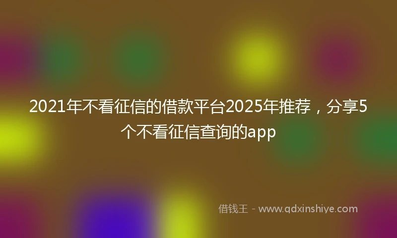 2021年不看征信的借款平台2025年推荐，分享5个不看征信查询的app