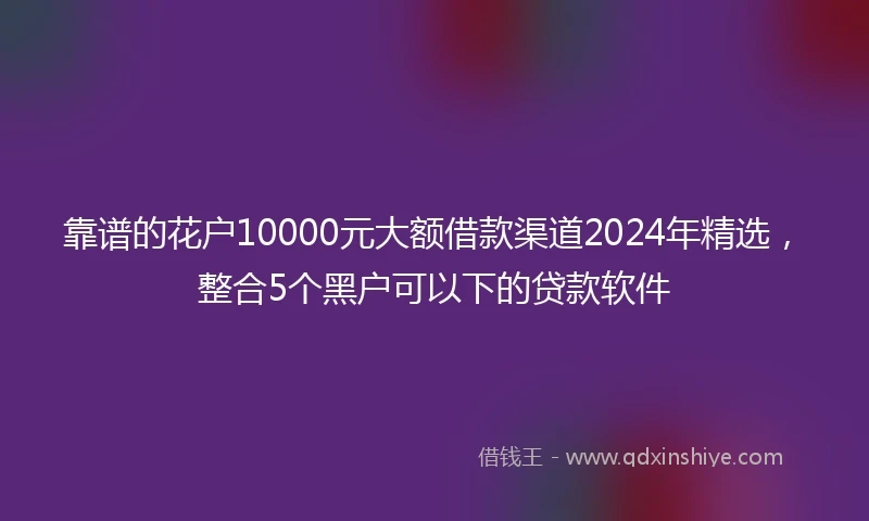 靠谱的花户10000元大额借款渠道2024年精选，整合5个黑户可以下的贷款软件